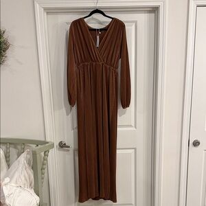 Baltic Born Chestnut Brown Long Sleeve Maxi Dress